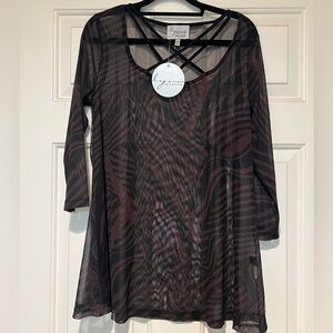 Chic Sheer Black and Brown Top